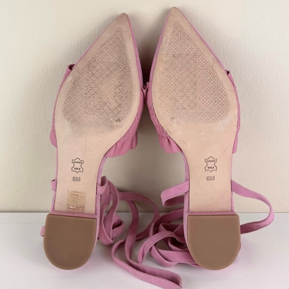 TORY BURCH PINK SUEDE ANKLE WRAP MULES - Picture 12 of 12